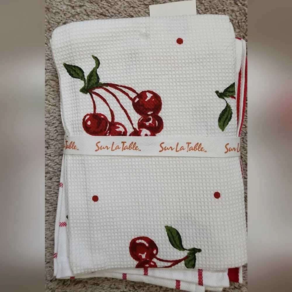 Sur La Table Red and White Kitchen Towel